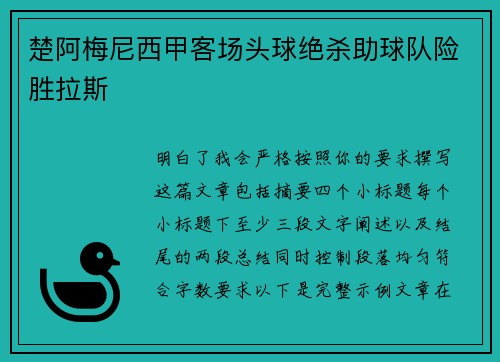 楚阿梅尼西甲客场头球绝杀助球队险胜拉斯